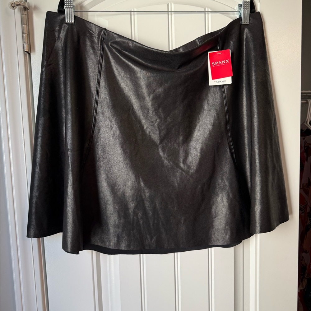 SPANX Shiny Black Skater Skirt